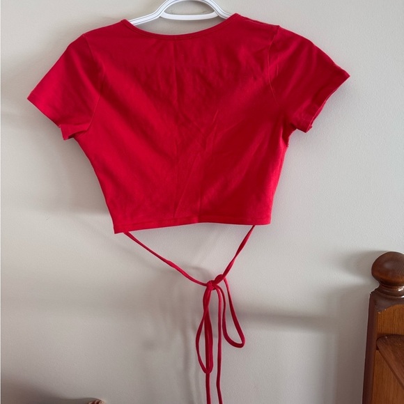 Garage- Red Wrap Crop Top - Picture 4 of 4
